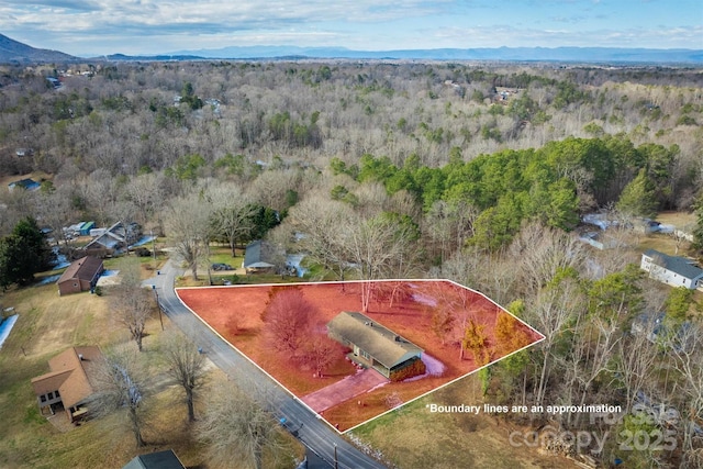 aerial view with a mountain view