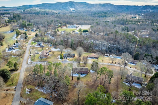 drone / aerial view with a mountain view