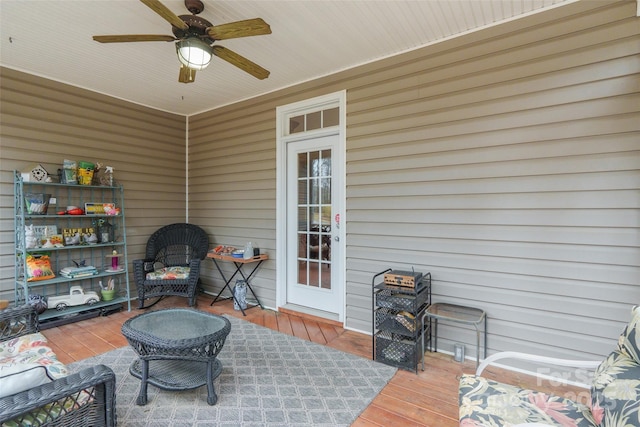 view of patio with ceiling fan