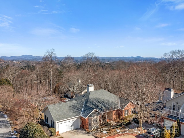 bird's eye view featuring a mountain view