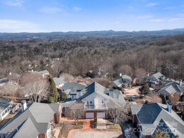 aerial view with a mountain view