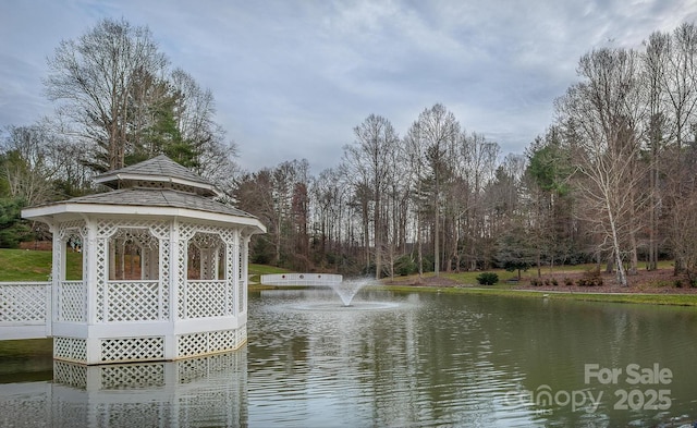 water view with a gazebo