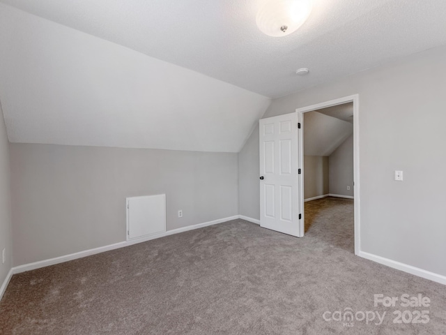 bonus room with lofted ceiling and carpet