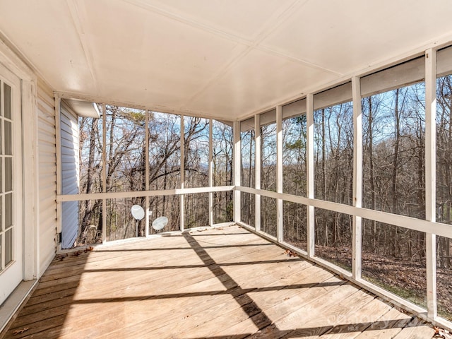 view of unfurnished sunroom