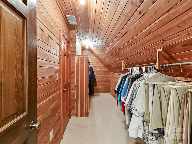 spacious closet featuring lofted ceiling