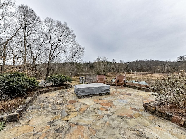 view of patio / terrace with a covered hot tub