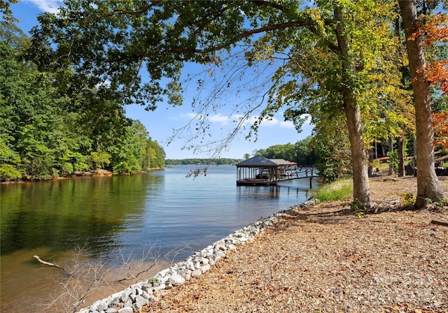 view of dock featuring a water view