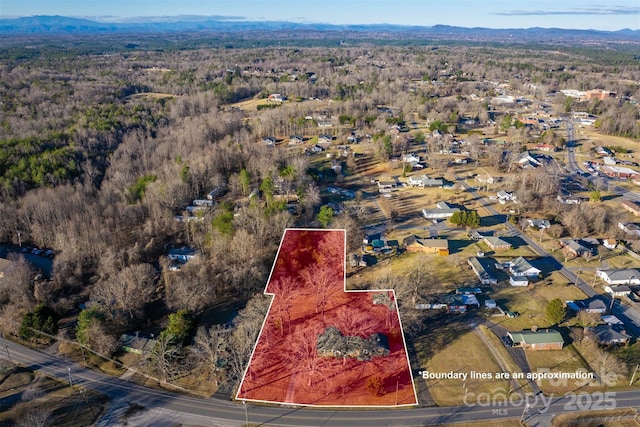 aerial view with a mountain view