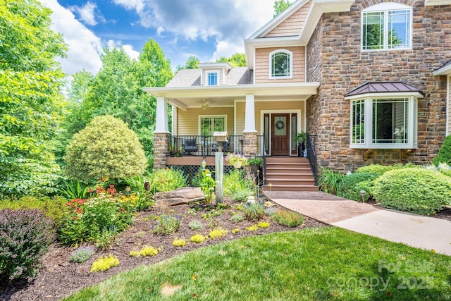 view of front of home featuring covered porch