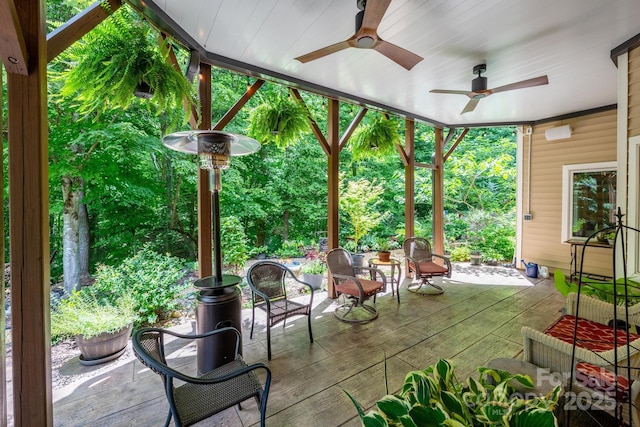 view of patio / terrace featuring ceiling fan