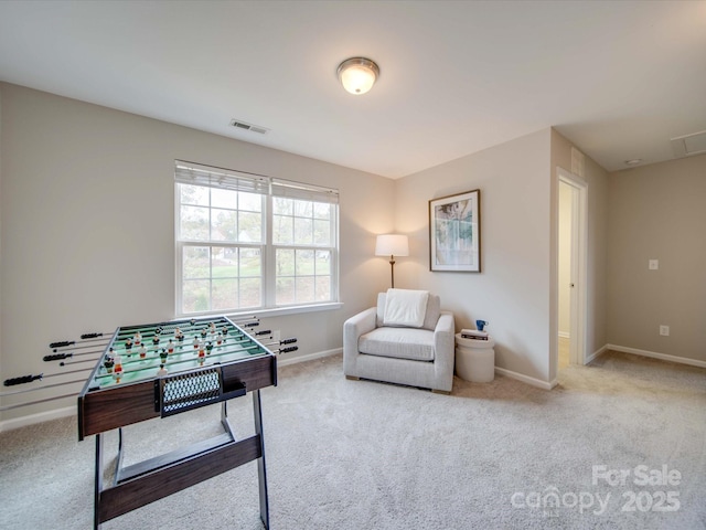 game room with carpet flooring