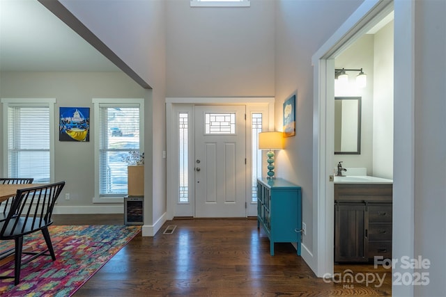 entryway featuring dark hardwood / wood-style flooring