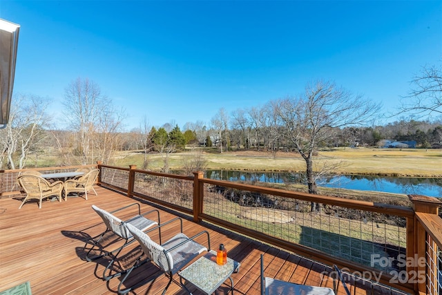 deck with a water view