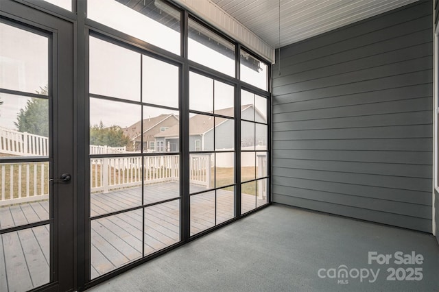 view of unfurnished sunroom