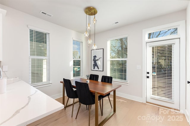 5048 York Park Ln, Charlotte, NC 28217 - dining room with light wood finished floors, baseboards, and visible vents