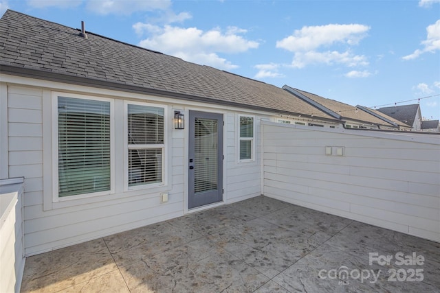 5048 York Park Ln, Charlotte, NC 28217 - exterior space with a patio, a shingled roof, and fence