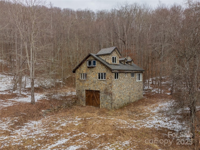 view of snow covered exterior