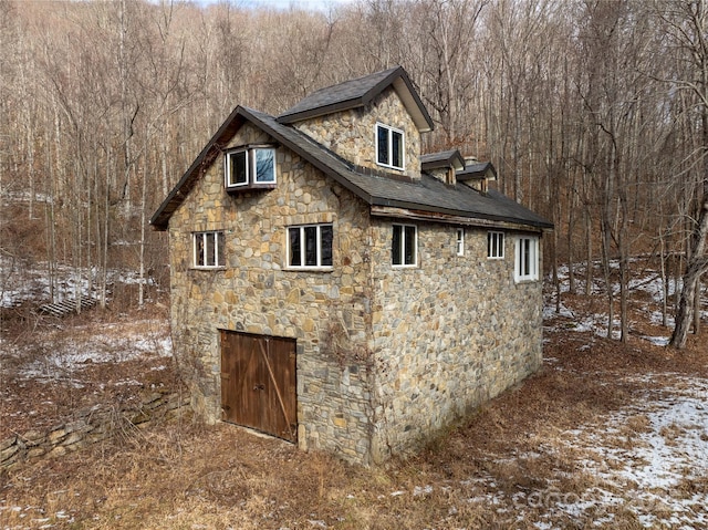 view of snow covered exterior