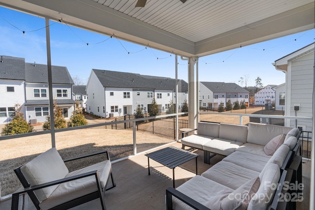 view of patio / terrace with outdoor lounge area and ceiling fan