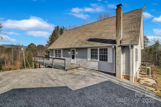 view of front of property with a deck