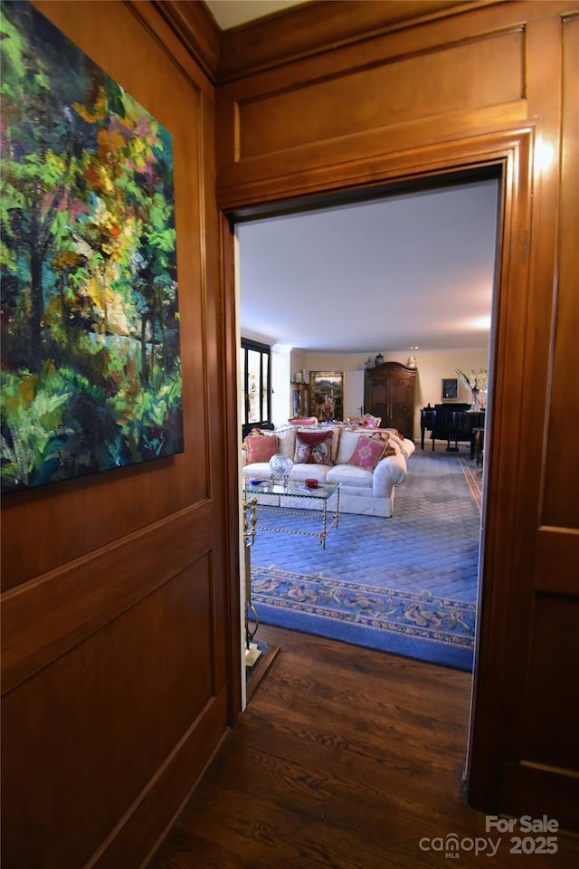 entryway featuring dark wood finished floors