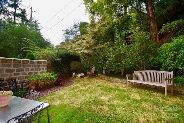 view of yard featuring fence