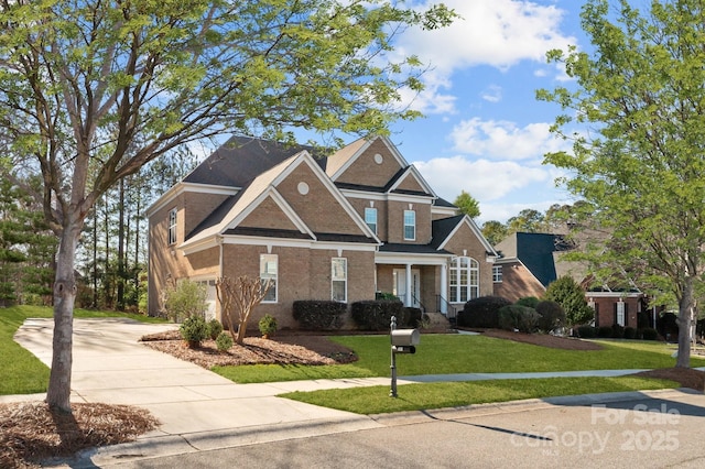 view of front of home with a front yard