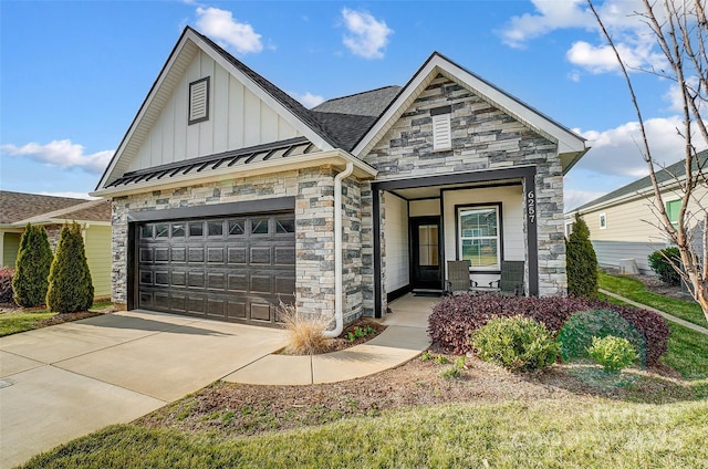 view of front of home featuring a garage and a porch