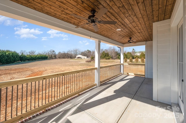 view of patio / terrace featuring covered porch and ceiling fan