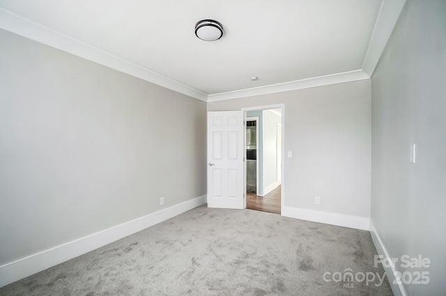 unfurnished bedroom with crown molding and carpet