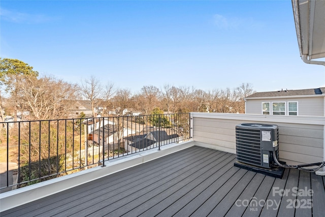 wooden terrace with central AC unit