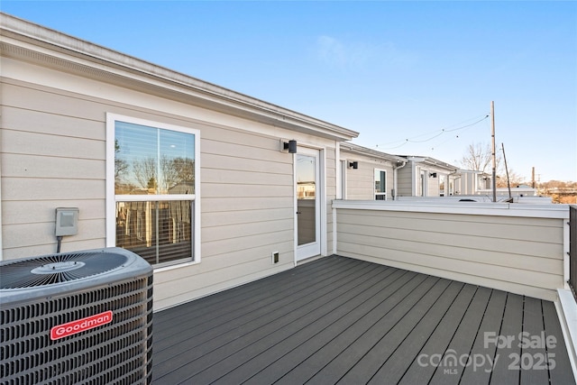 wooden terrace with central AC unit