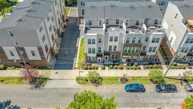 aerial view with a residential view