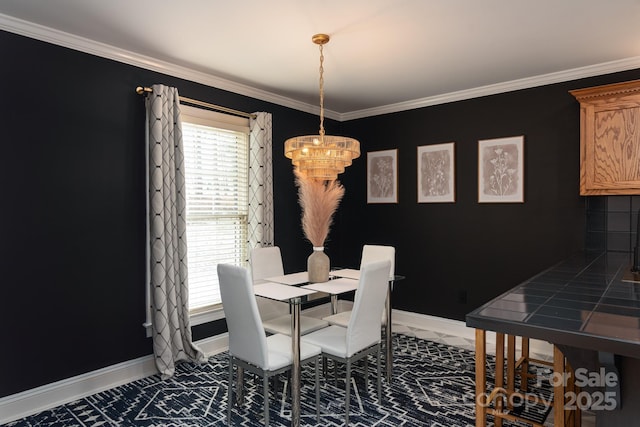 dining room with ornamental molding