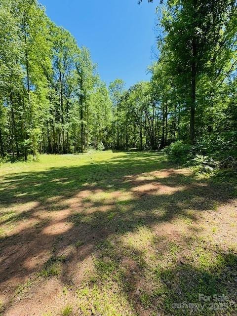 view of yard with a view of trees