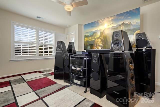 home office with ceiling fan