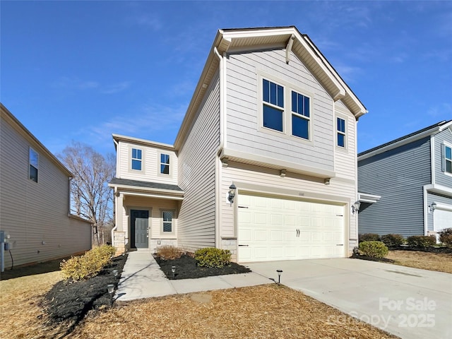 view of front property with a garage