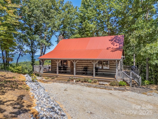 cabin with covered porch