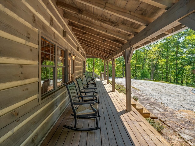 deck featuring covered porch