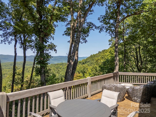 deck with a mountain view