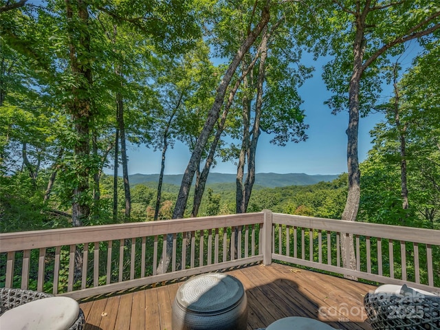 deck with a mountain view