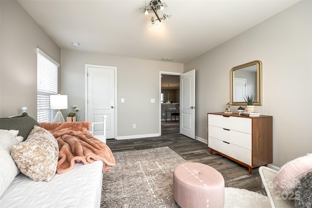 interior space with dark hardwood / wood-style flooring