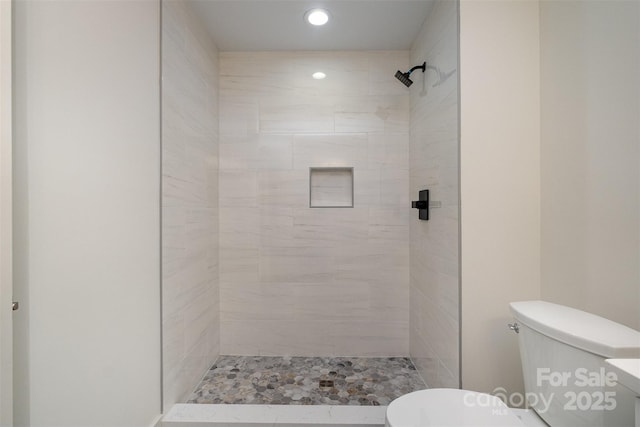 177 Olympia Dr, Mooresville, NC 28117 - full bathroom with recessed lighting, a tile shower, and toilet
