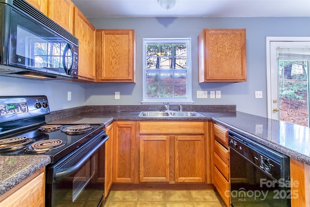 kitchen featuring sink and black appliances