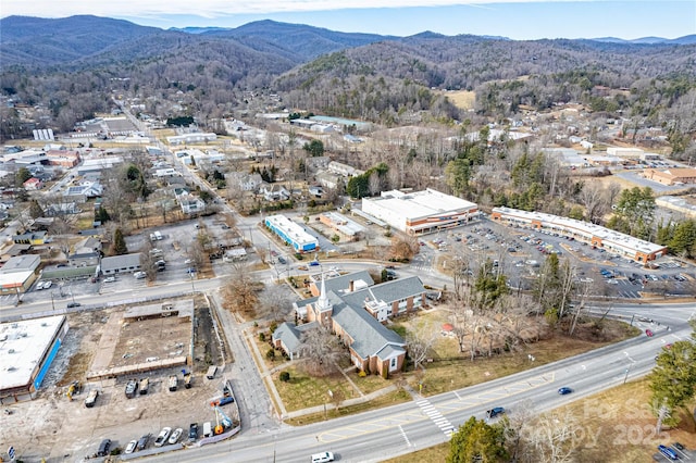 aerial view with a mountain view