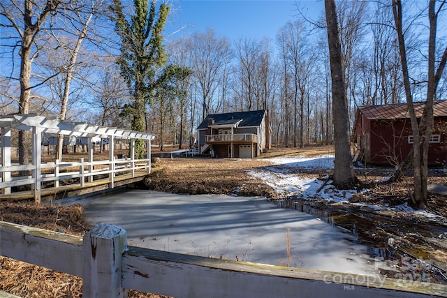 view of yard covered in snow