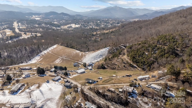 aerial view featuring a mountain view