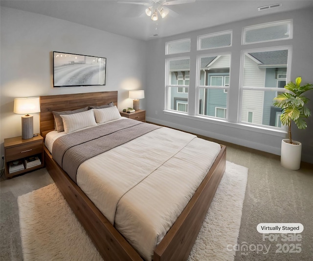 bedroom featuring ceiling fan