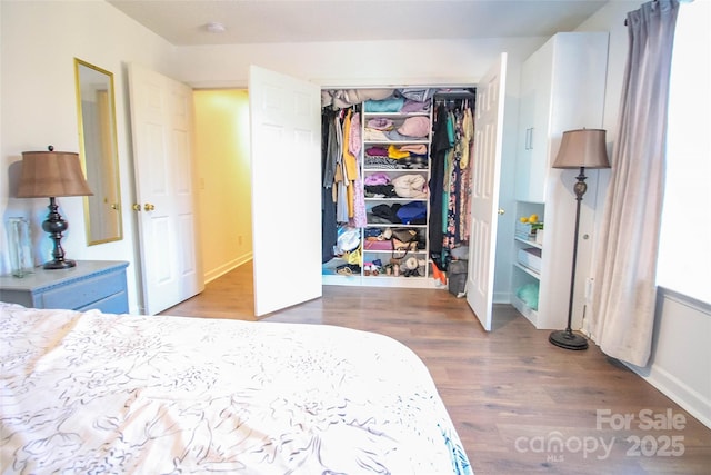 bedroom featuring a closet and hardwood / wood-style flooring