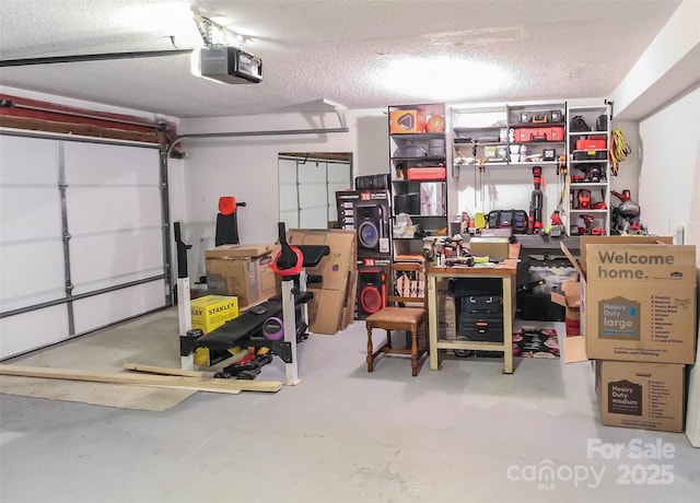 garage with a garage door opener